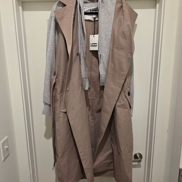 KBB by Kahlana Sweatshirt Trench Coat - Khaki Medium - Picture 9 of 11